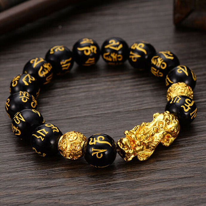 Feng Shui Obsidian Stone Beads Bracelet Men Women Unisex
