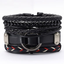 Load image into Gallery viewer, Black Taichi  Feather Men Bracelets 5pcs/set Wristband Fashion