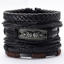 Load image into Gallery viewer, Black Taichi  Feather Men Bracelets 5pcs/set Wristband Fashion