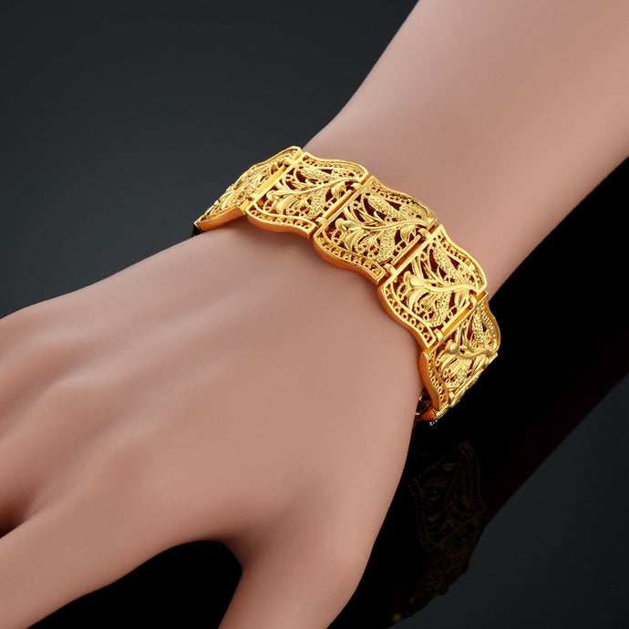Gold Color Womens Leaf Bracelet Jewelry Wristband