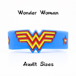 Kids Sizes Captain America Silicone Bracelets Wonder Woman