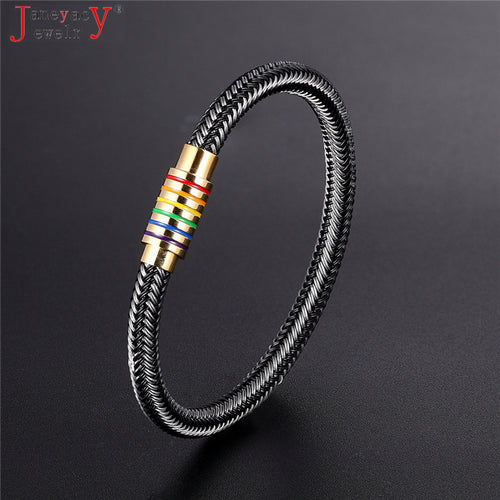 2019 NEW Black/White Braided Steel Wire Bracelet Women Gay Simple